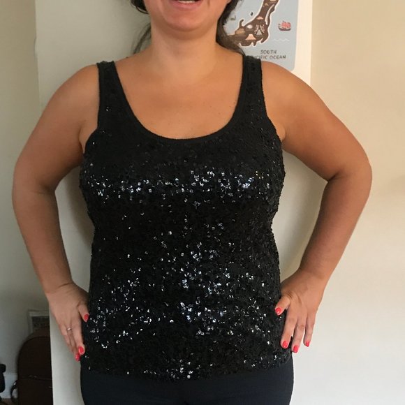 J.Crew Black Festive Sequin Tank Size L - Picture 7 of 8